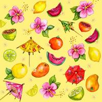3303 - Små frugtmotiver og parasoller