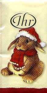 2548 - Forsk. dyr i juletøjet - Lommetørklæde