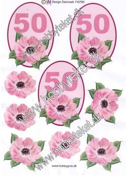 110765 Store ovale 50 år rosa