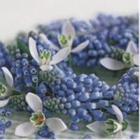 3874 - Blå og hvide Blomster