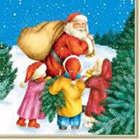 3208 - Julemand og børn i skoven