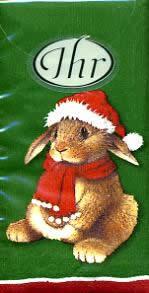 2547 - Forsk. dyr i juletøjet - Lommetørklæde