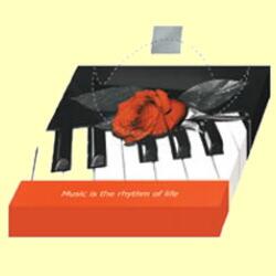 2406 - Rose on piano - Coffee napkin