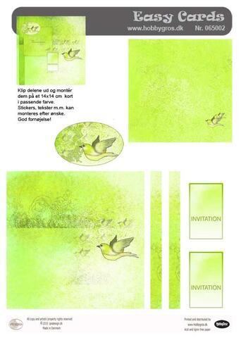 065002 Easy Card Invitation - Green with bird