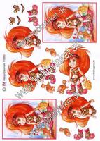 110853 Rødhåret pige med skilpadde