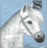 4182 - Hvid hest - Blå baggrund - Stella