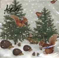 4644 - Squirrels and hedgehogs in winter forest